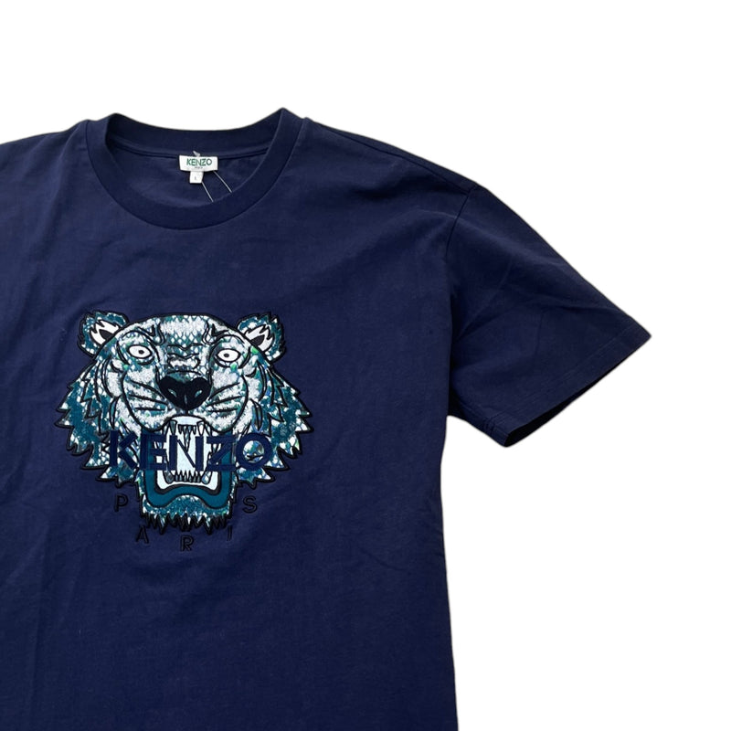 Men's Shibori Tiger T-Shirt Navy Size L