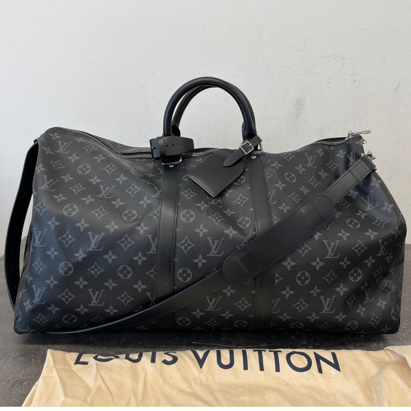 Men's Monogram Eclipse Keepall 55 Bandoulire Bag Black