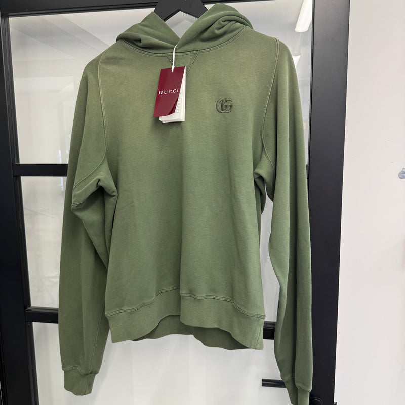 Men's Embroidered Logo Hoodie Khaki Size S