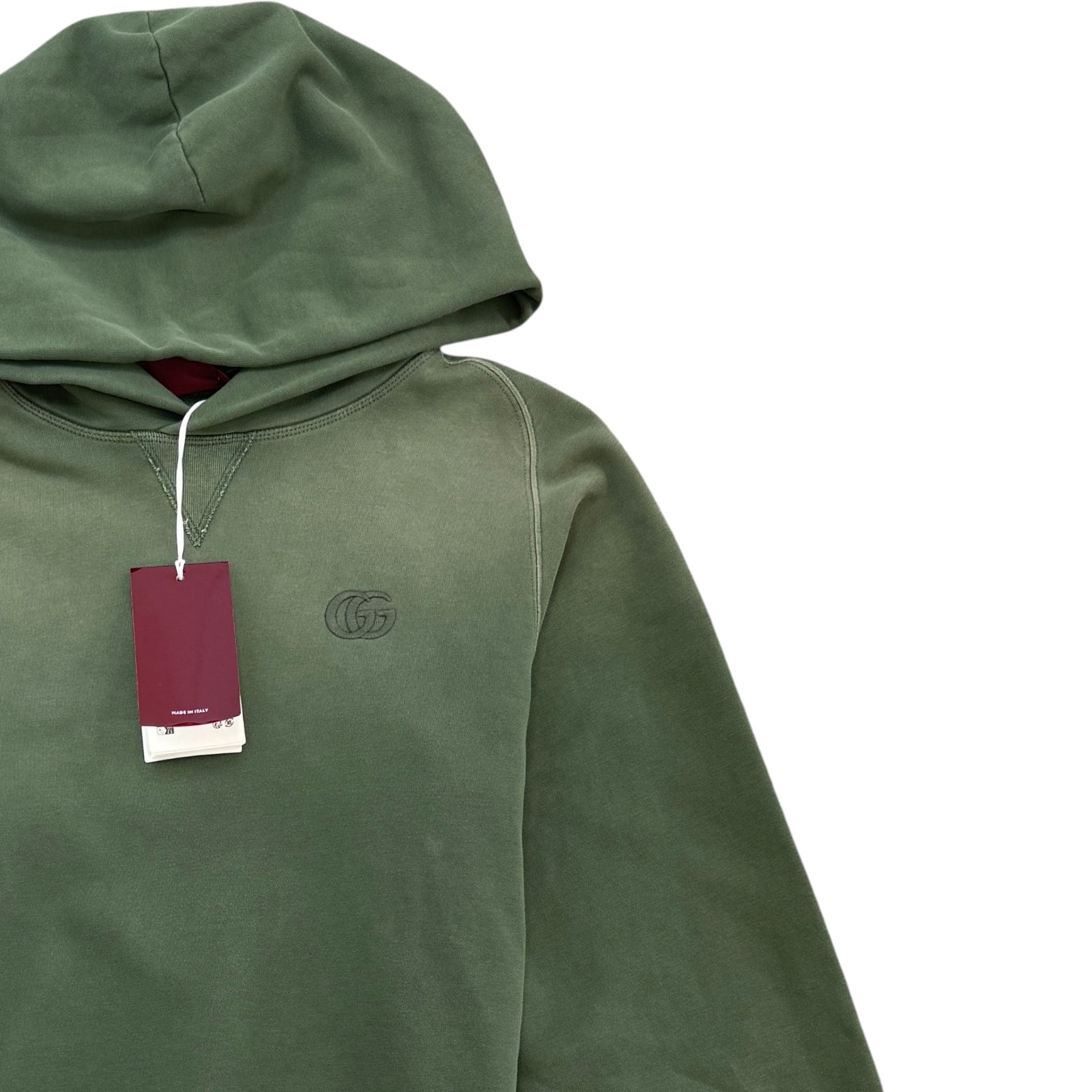 Men's Embroidered Logo Hoodie Khaki Size S - Photo 3