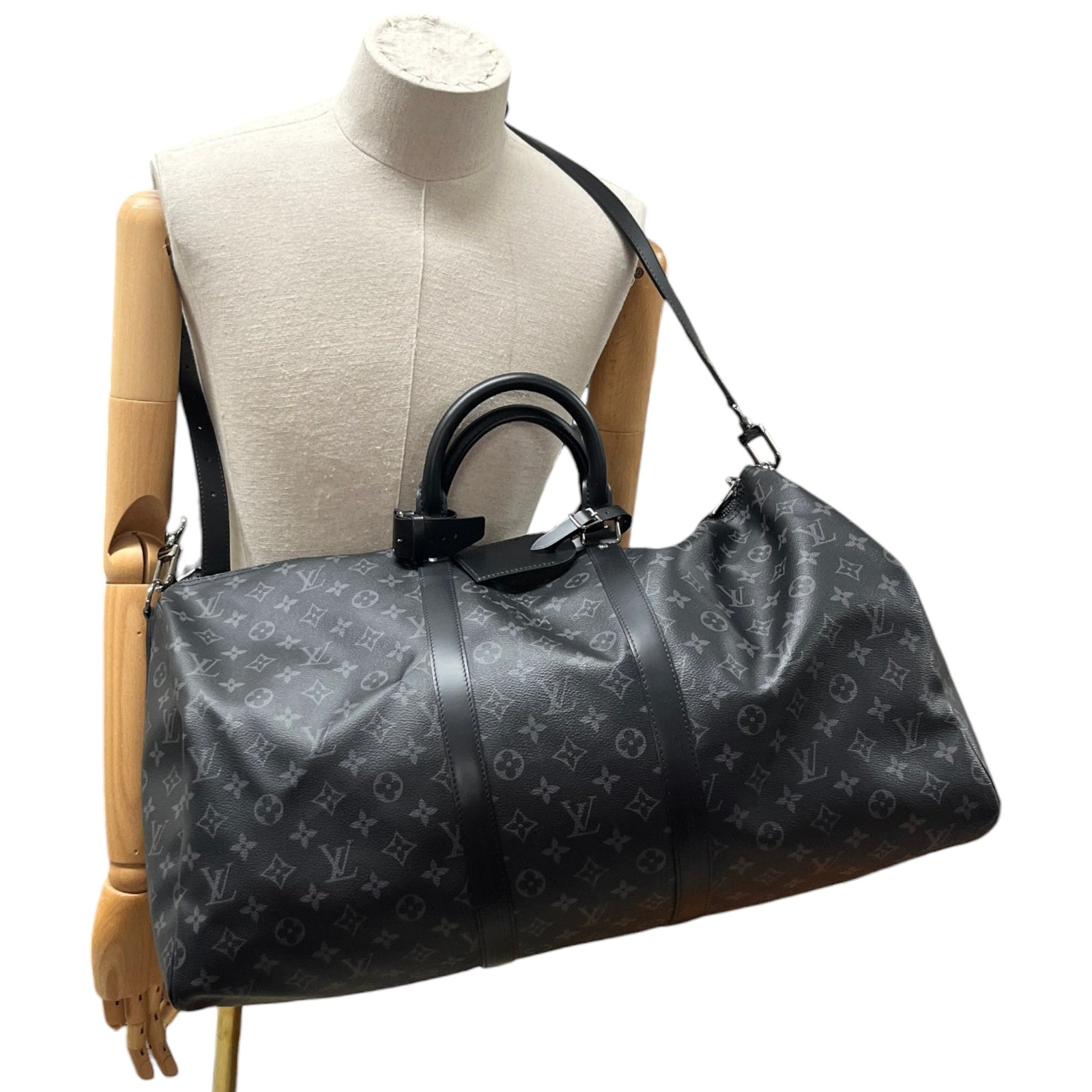 Men's Monogram Eclipse Keepall 55 Bandoulire Bag Black - Photo 2