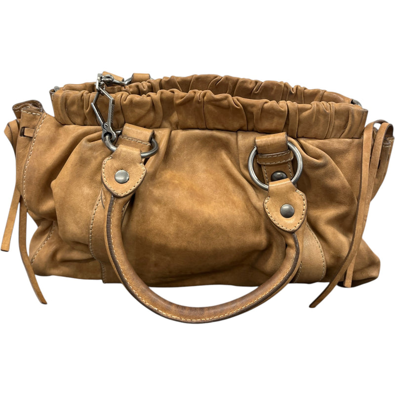 Women's Vitello Lux Gathered Handbag Beige