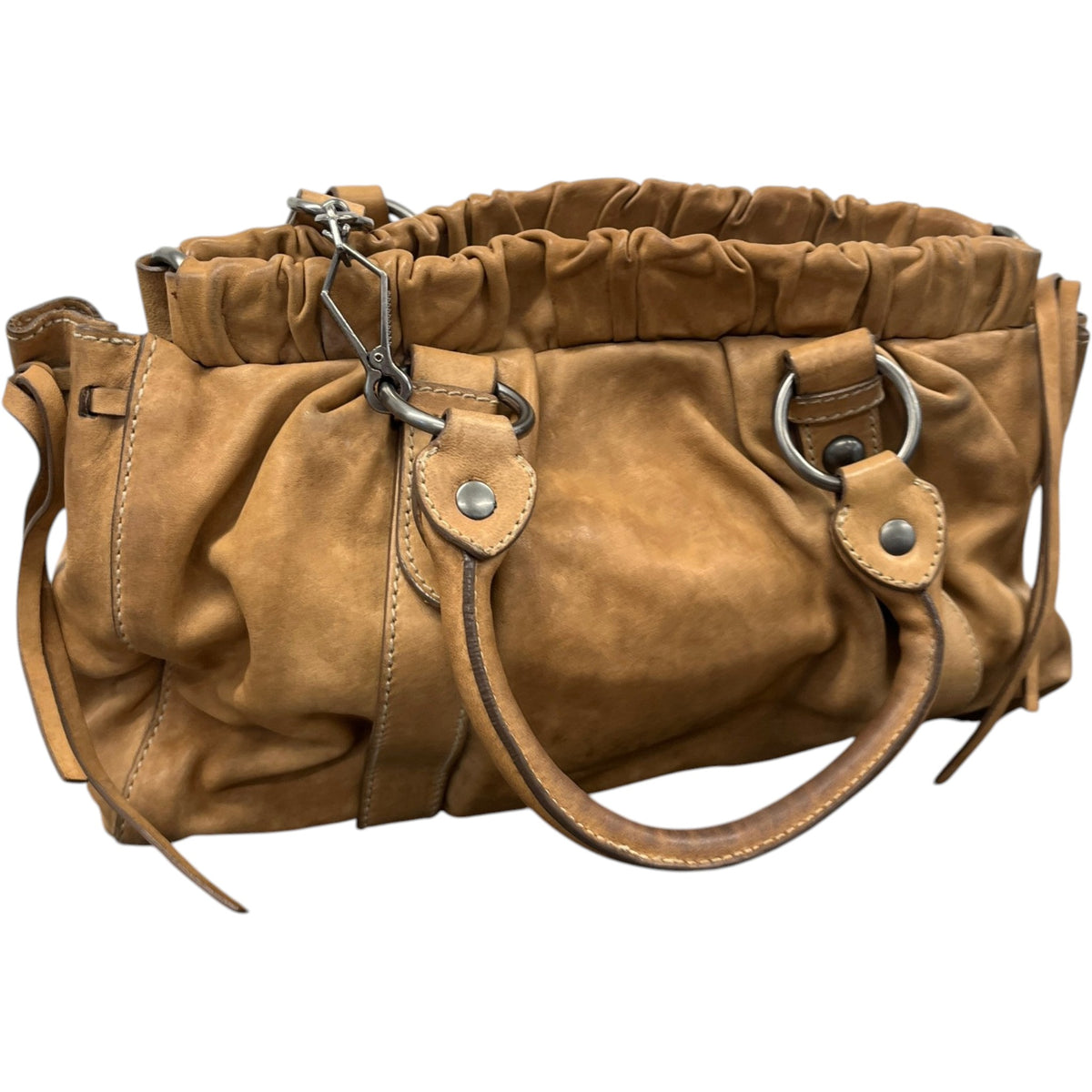 Women's Vitello Lux Gathered Handbag Beige - Photo 8