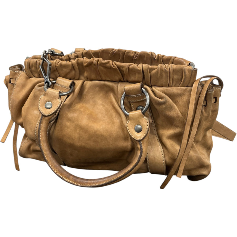 Women's Vitello Lux Gathered Handbag Beige