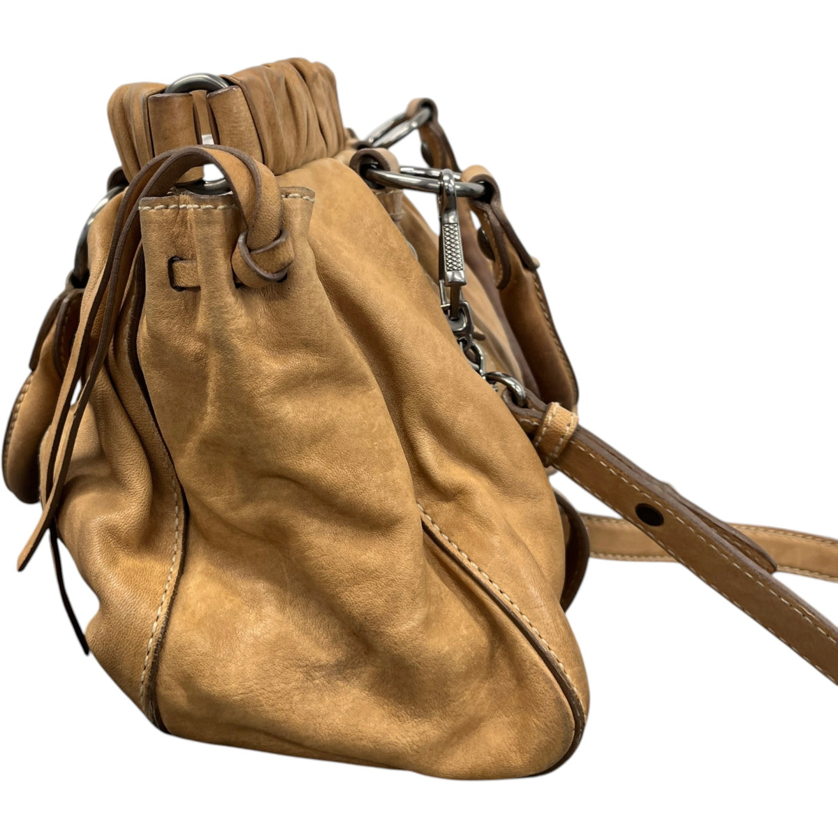 Women's Vitello Lux Gathered Handbag Beige - Photo 7