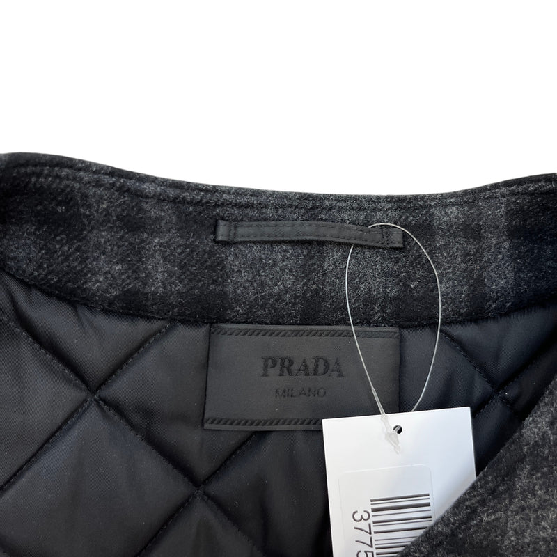 Men's Triangle Logo Plaid Gilet Black Size L