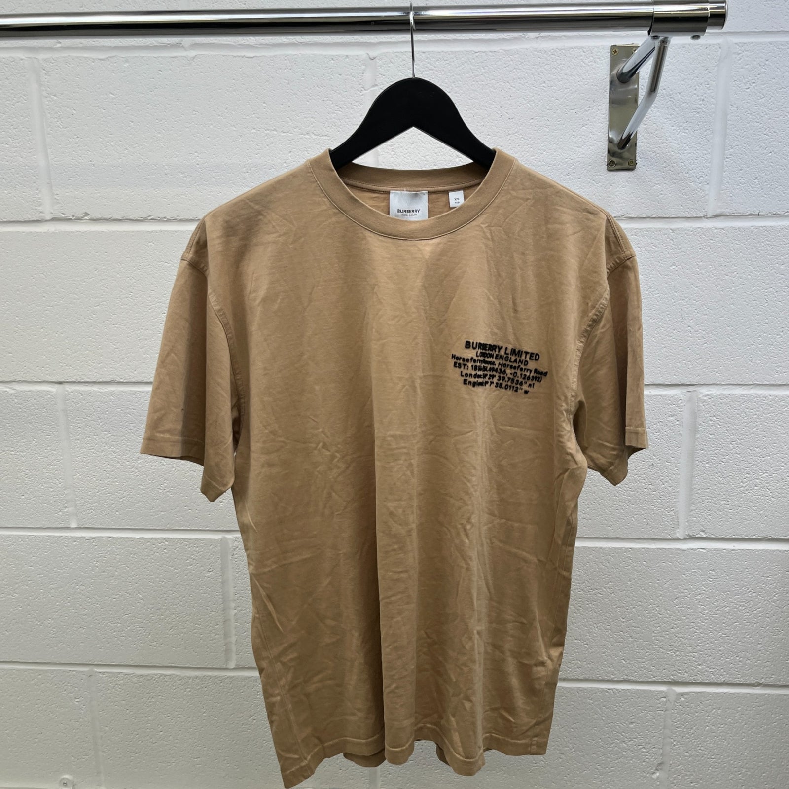 Men's Abel Coordinates Logo T-Shirt Beige Size XS - Photo 8