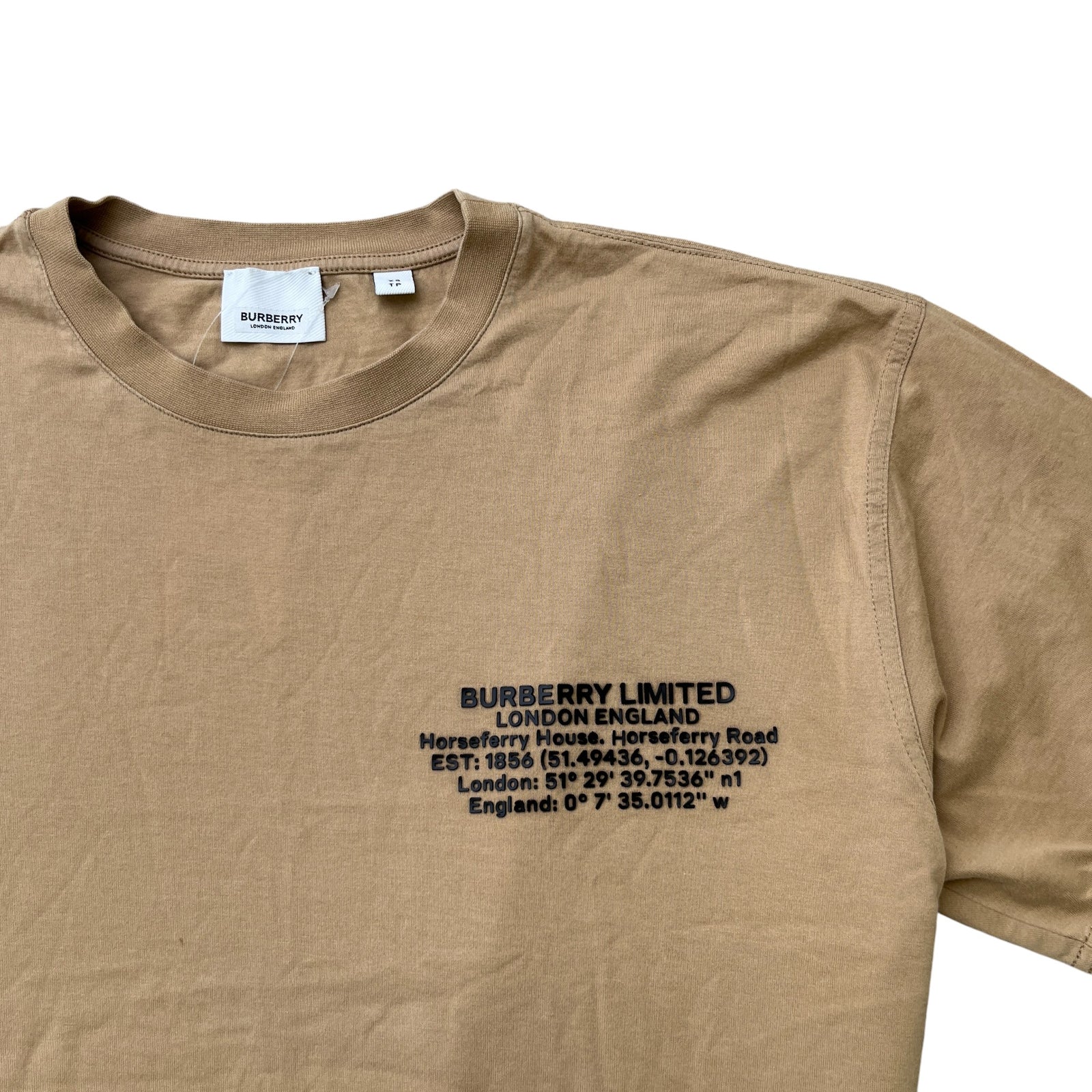 Men's Abel Coordinates Logo T-Shirt Beige Size XS - Photo 5