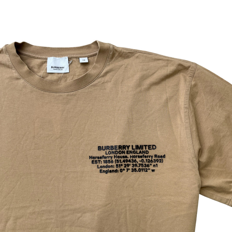 Men's Abel Coordinates Logo T-Shirt Beige Size XS