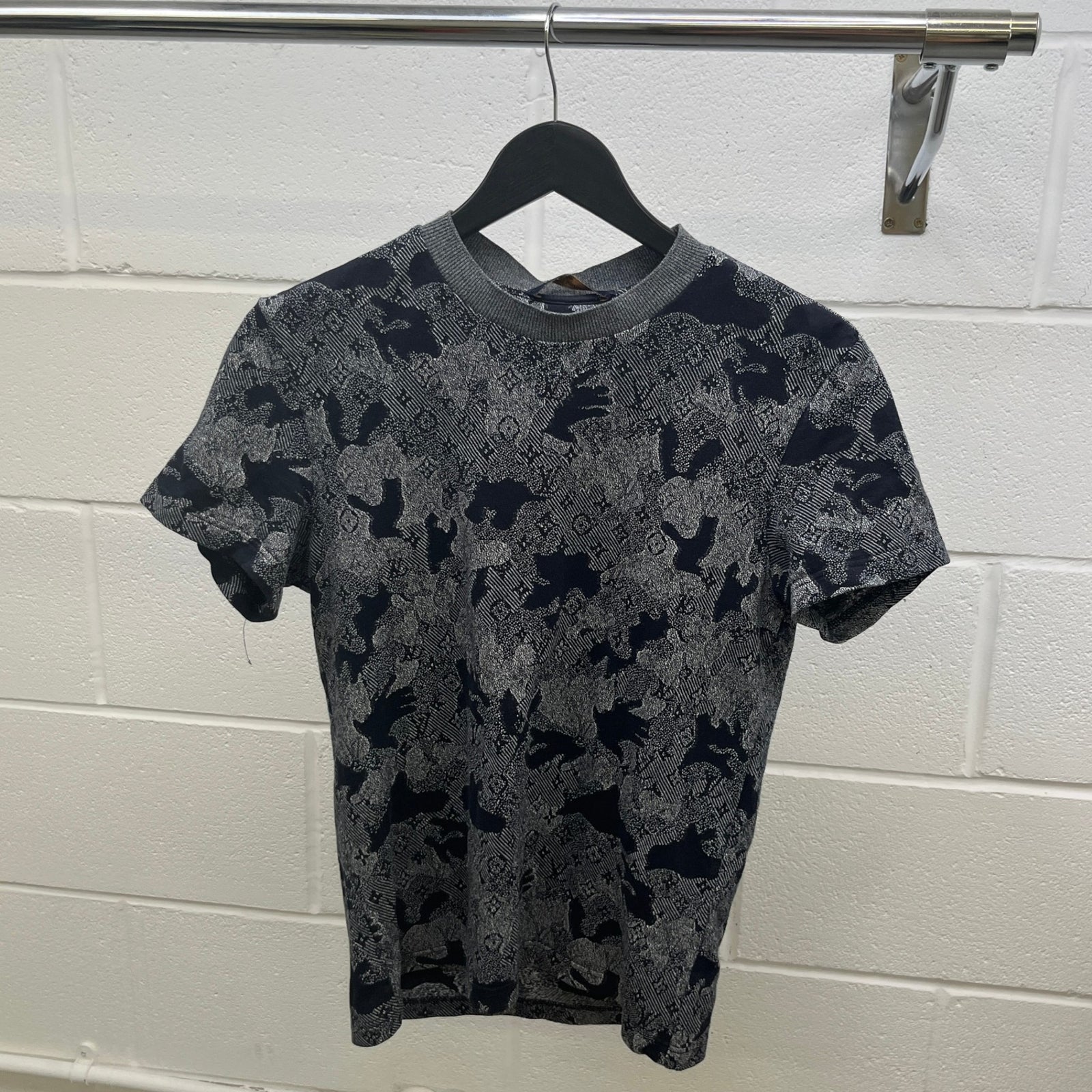 Men's Camo Jacquard T-Shirt Black Size XS - Photo 8