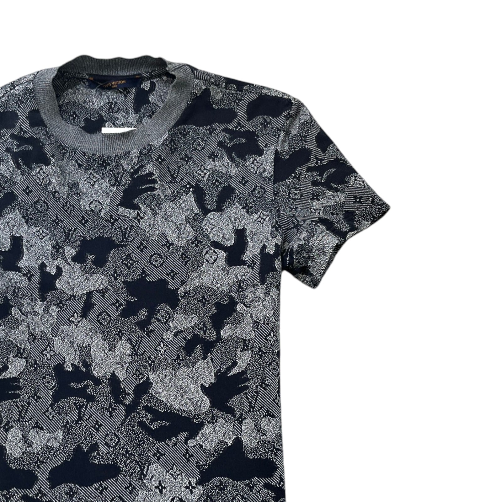 Men's Camo Jacquard T-Shirt Black Size XS - Photo 3