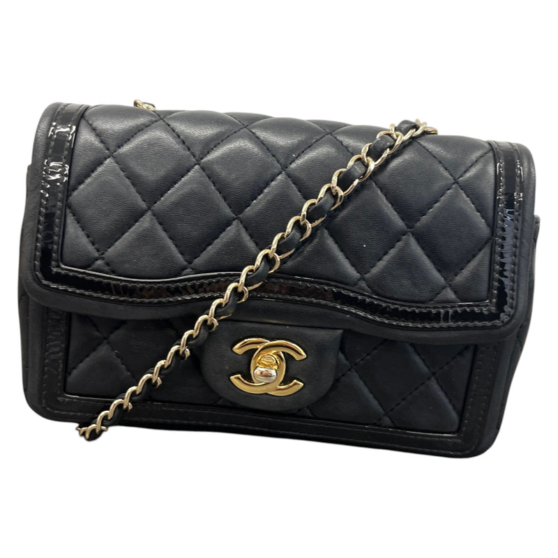 Women's Lambskin Quilted Mini Flap Crossbody Bag Black