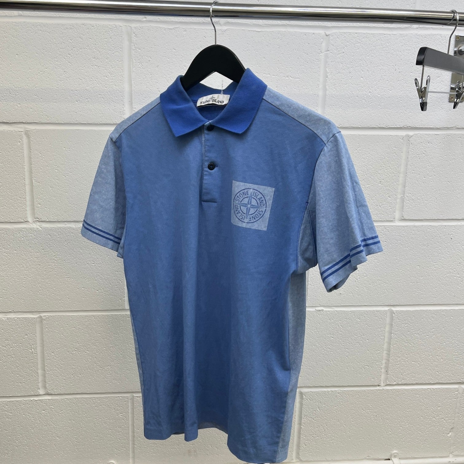 Men's Compass Logo Print Polo Shirt Blue Size S - Photo 9