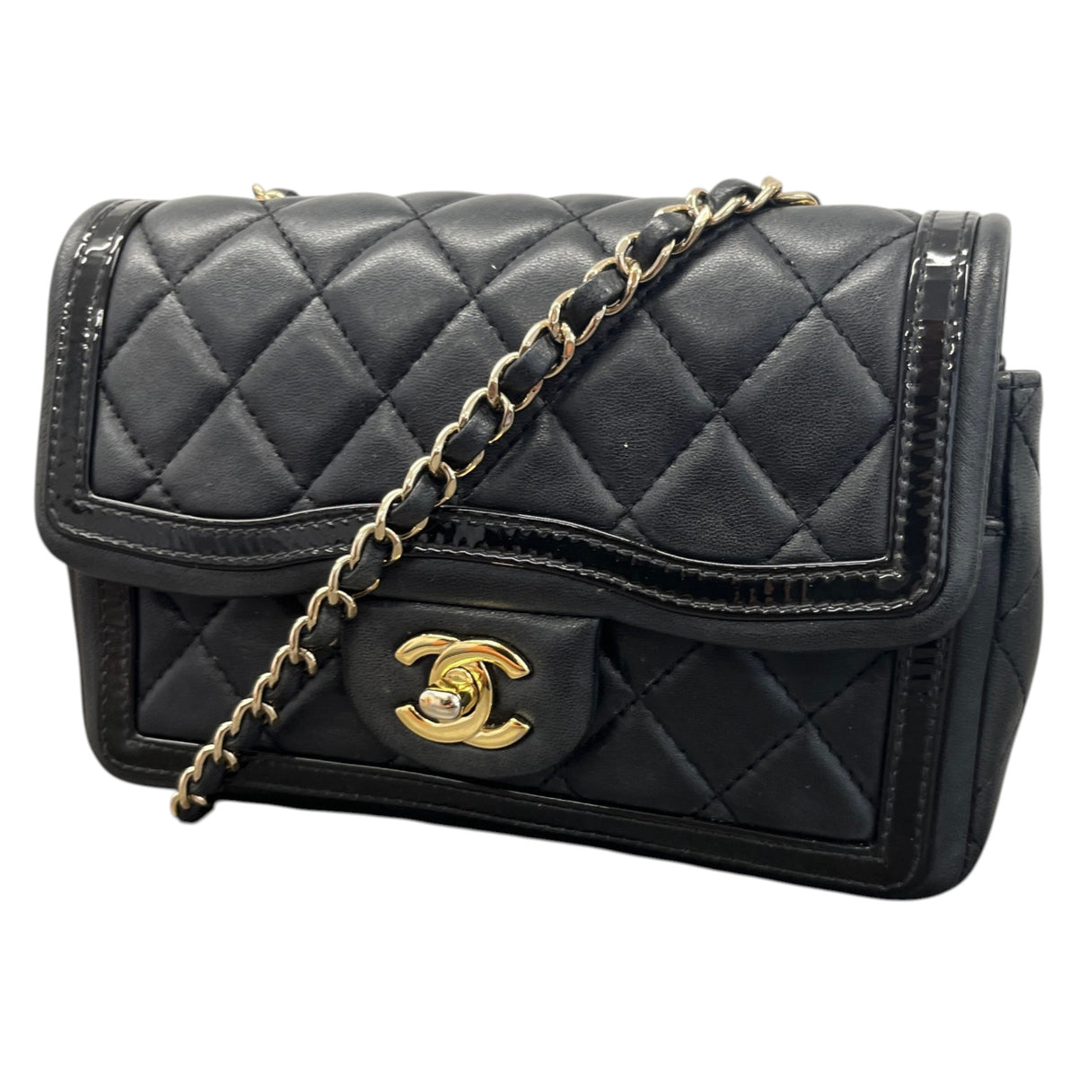 Women's Lambskin Quilted Mini Flap Crossbody Bag Black - Photo 5