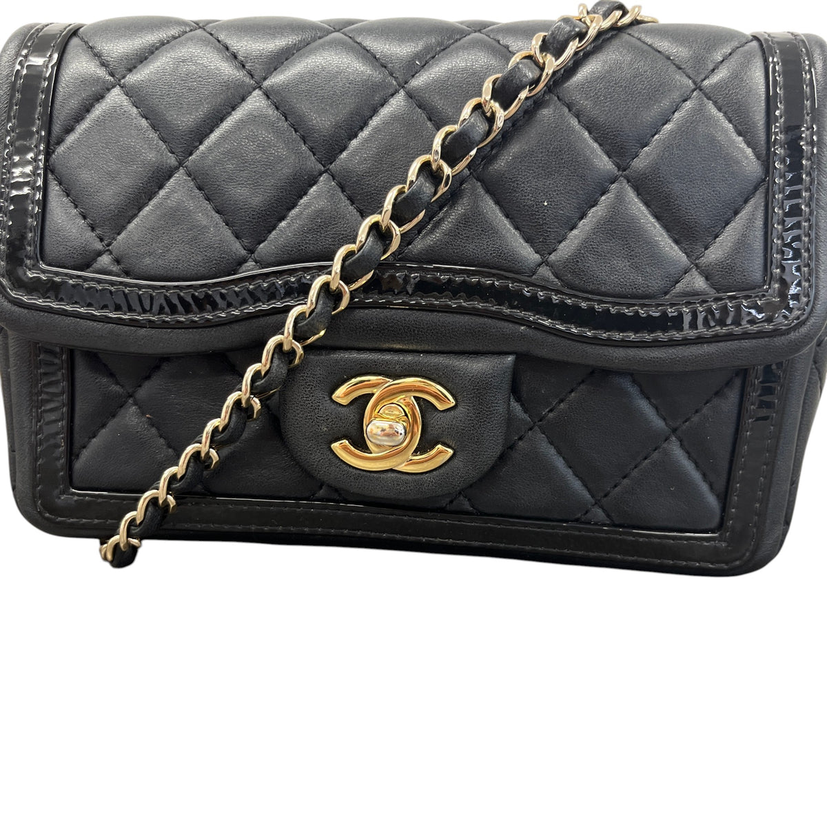 Women's Lambskin Quilted Mini Flap Crossbody Bag Black - Photo 12