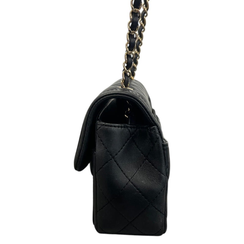 Women's Lambskin Quilted Mini Flap Crossbody Bag Black