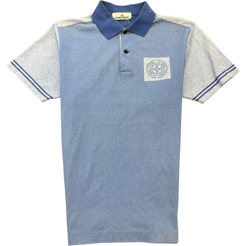 Men's Compass Logo Print Polo Shirt Blue Size S