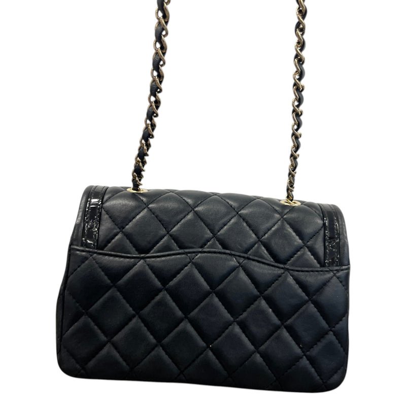 Women's Lambskin Quilted Mini Flap Crossbody Bag Black