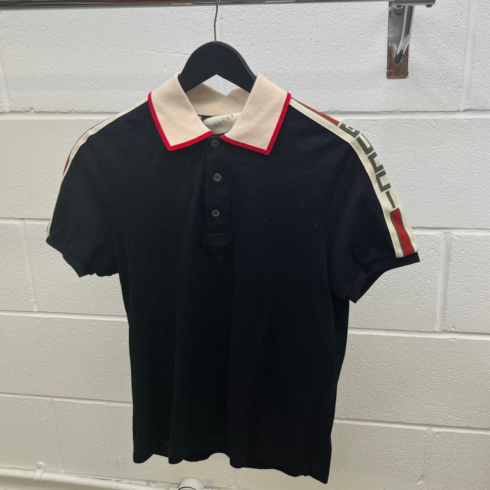 Men's Tape Logo Polo Shirt Black Size S - Photo 9