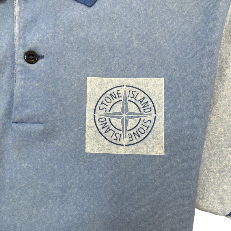 Men's Compass Logo Print Polo Shirt Blue Size S