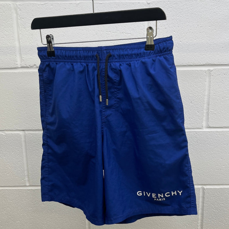 Men's Logo Print Swim Shorts Blue Size M