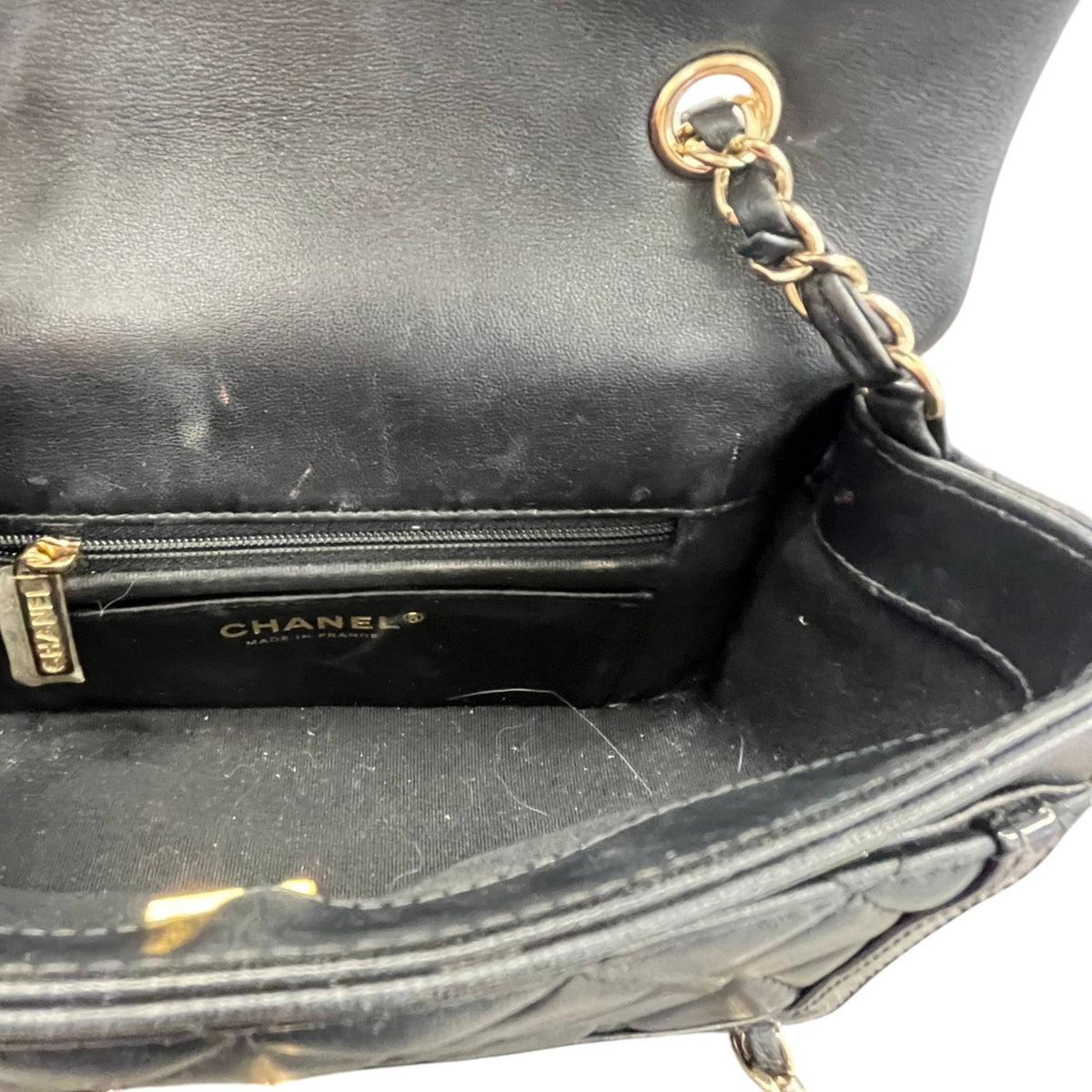 Women's Lambskin Quilted Mini Flap Crossbody Bag Black - Photo 14