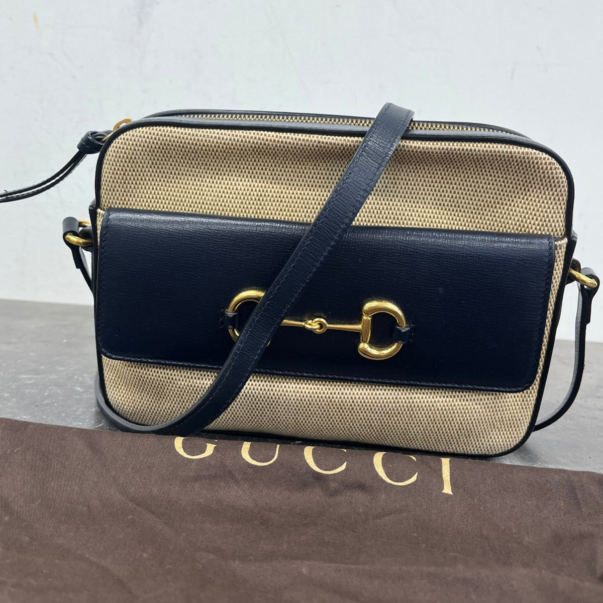 Women's Horsebit 1955 Flap Pocket Camera Crossbody Bag Navy - Photo 12