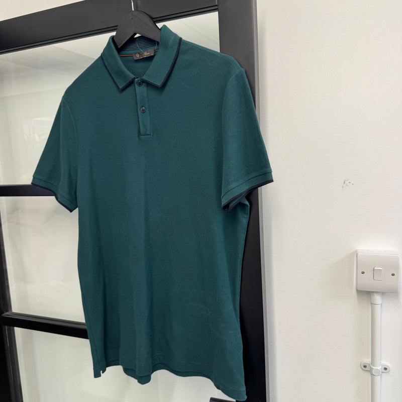 Men's Cotton Polo Shirt Green Size L