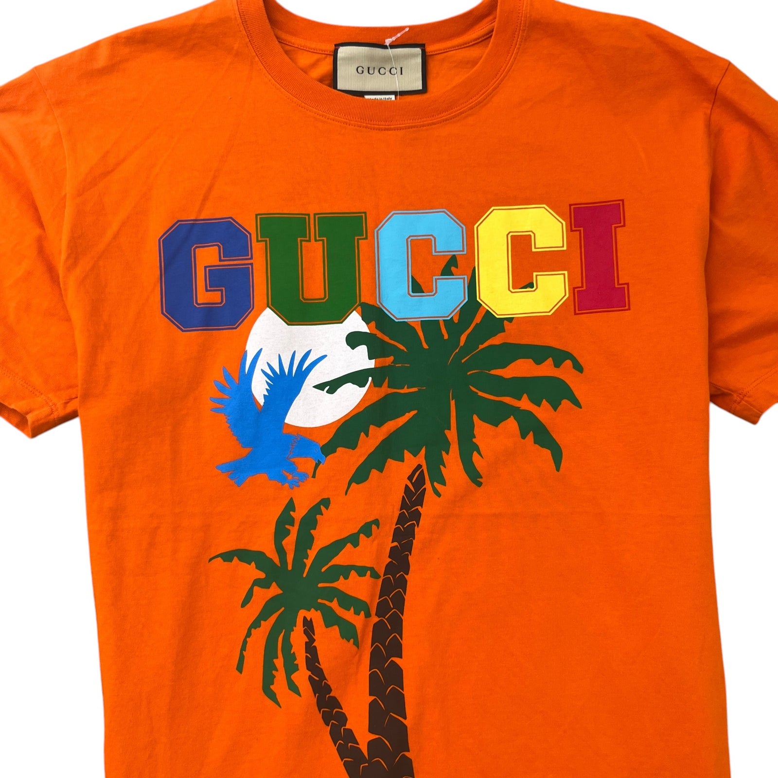 Men's Palms Print T-Shirt Orange Size M - Photo 5