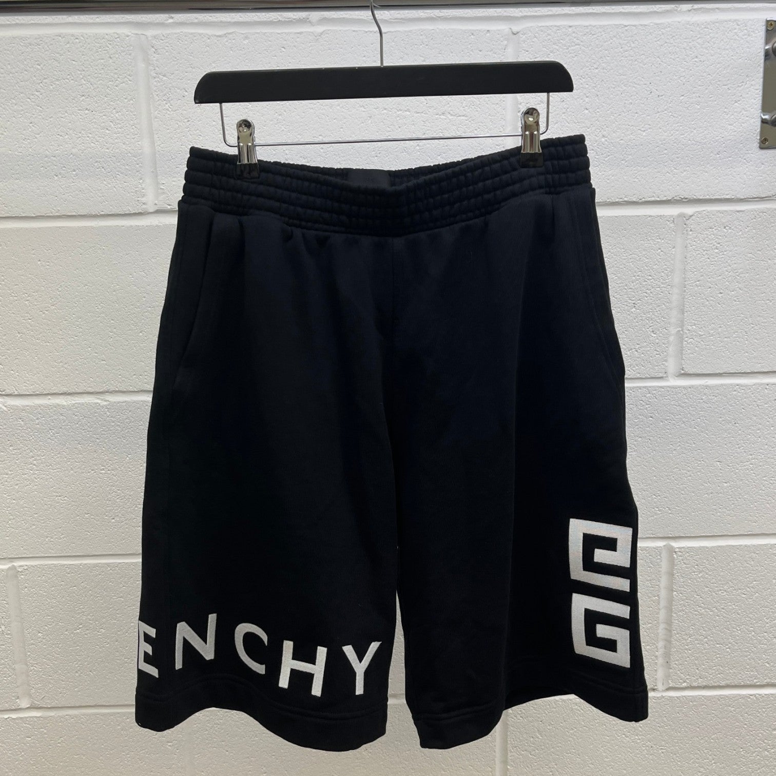 Men's Logo Print Shorts Black Size L - Photo 8