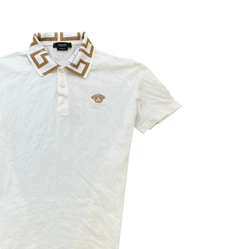 Men's Embroidered Logo Polo Shirt White Size S