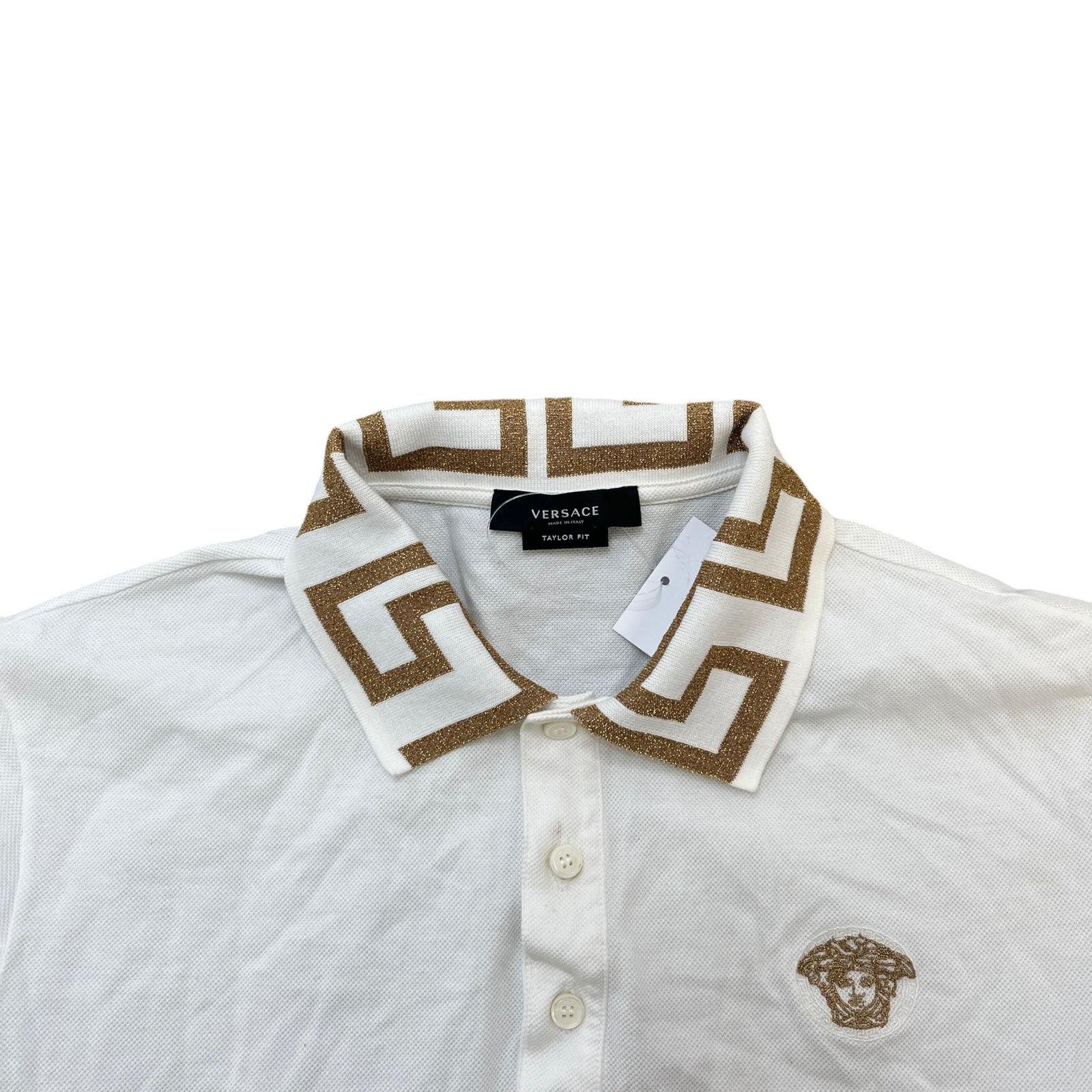 Men's Embroidered Logo Polo Shirt White Size S - Photo 6