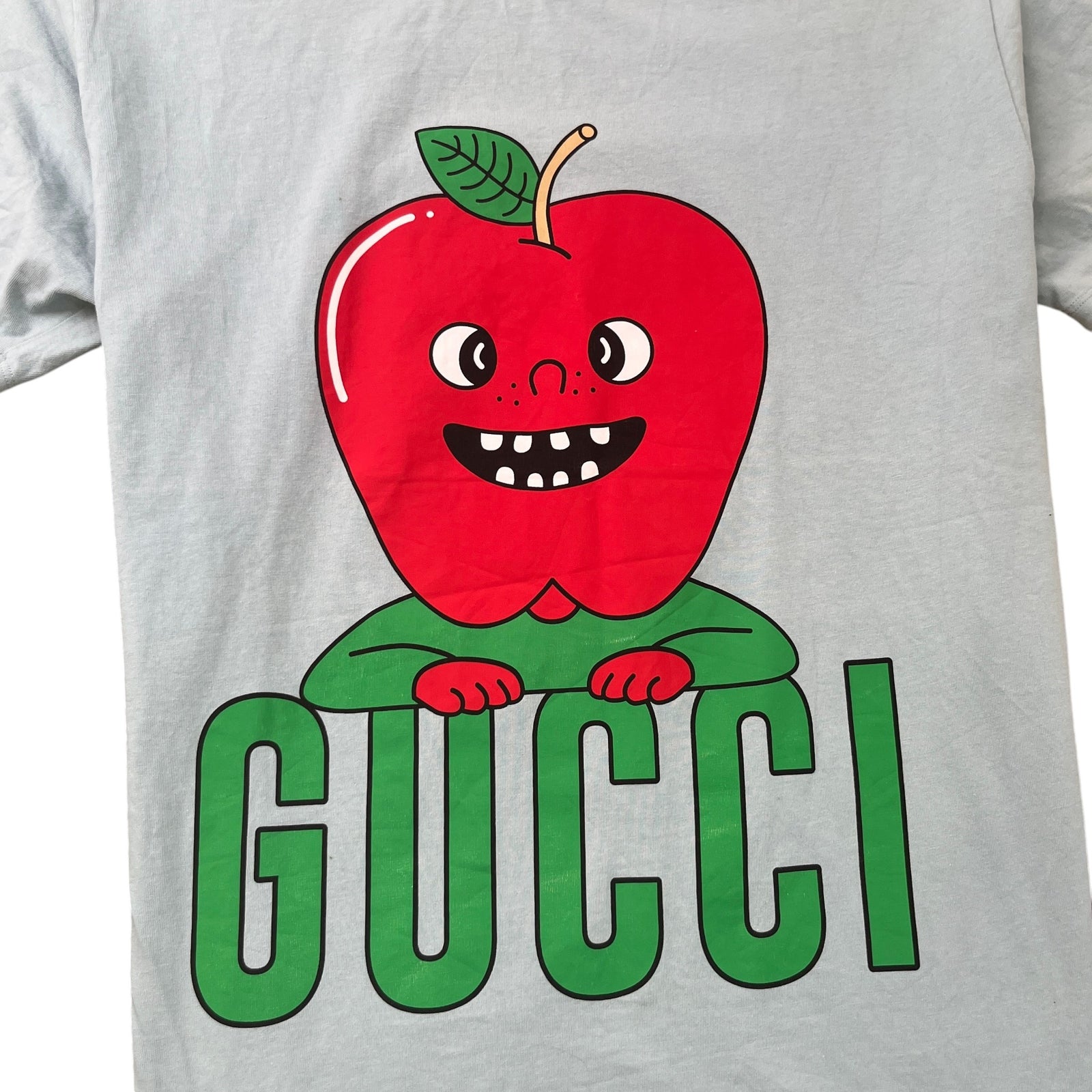 Men's Apple Print T-Shirt Blue Size M - Photo 5