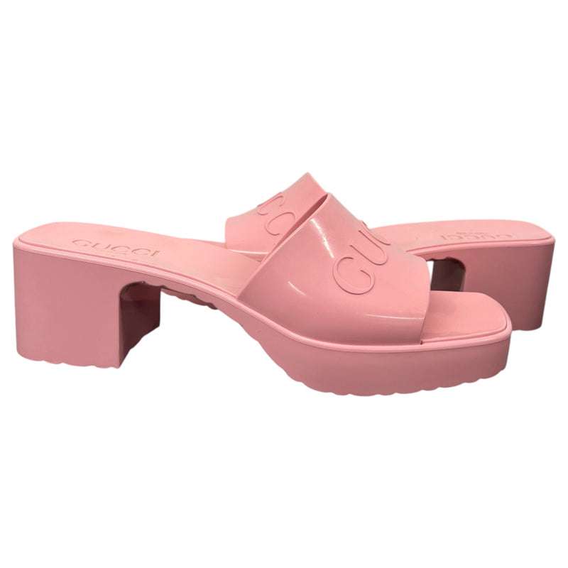Women's Rubber Logo Heels Pink Size UK 4 / EU 37