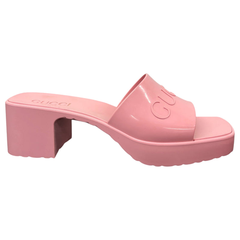 Women's Rubber Logo Heels Pink Size UK 4 / EU 37
