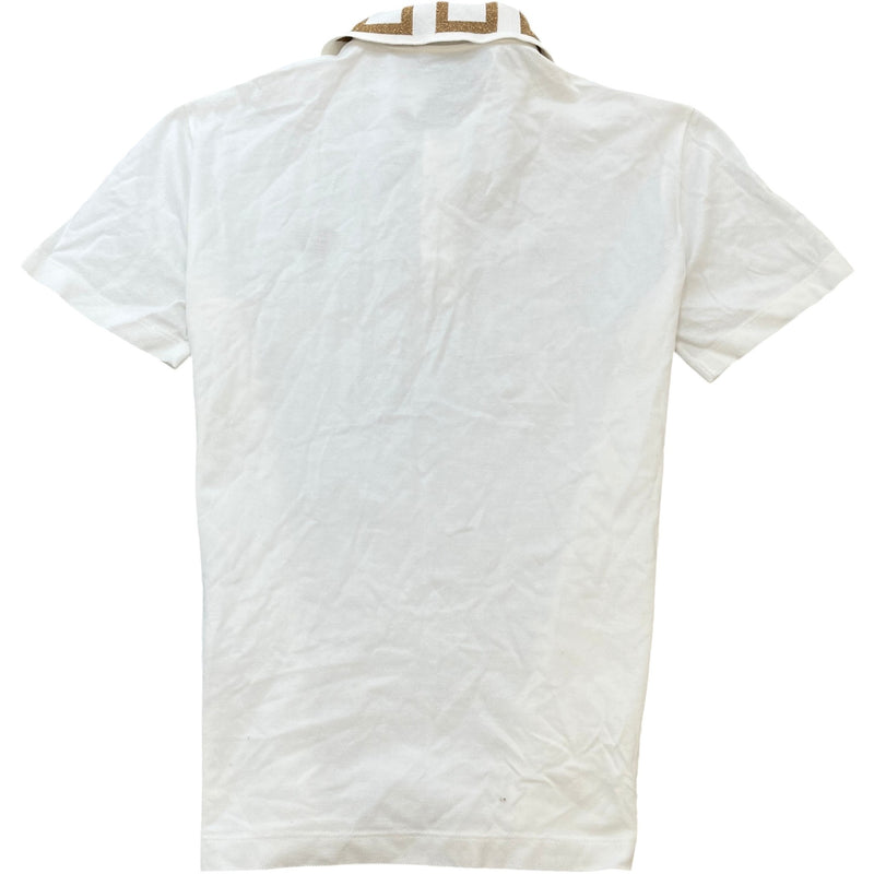 Men's Embroidered Logo Polo Shirt White Size S