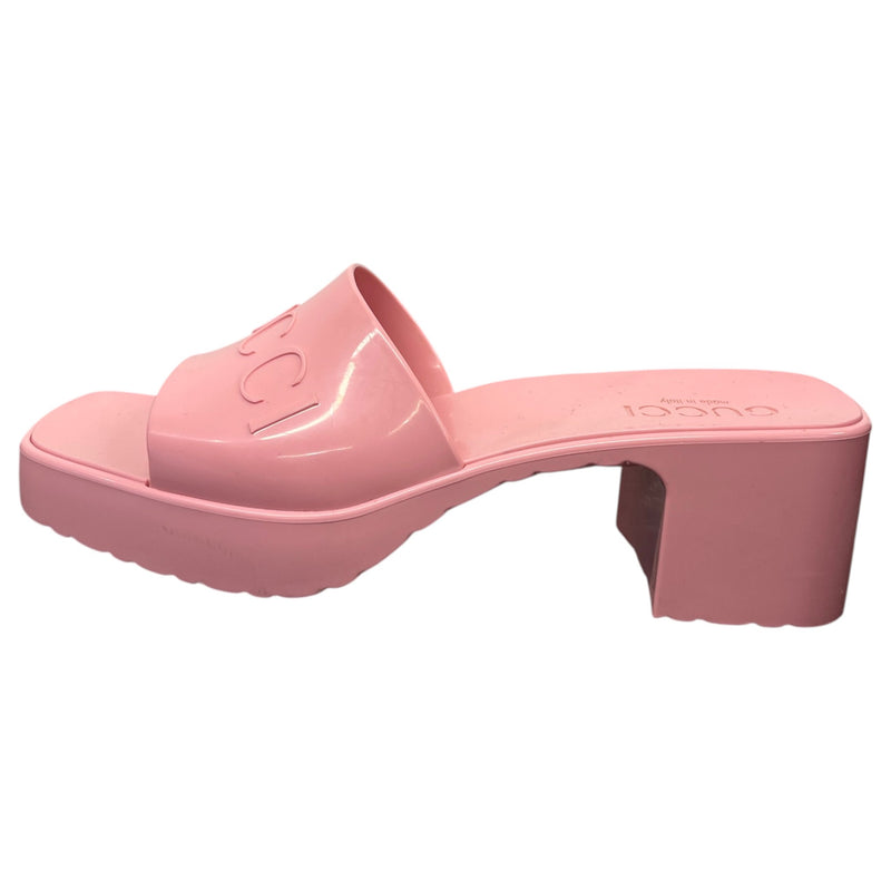 Women's Rubber Logo Heels Pink Size UK 4 / EU 37