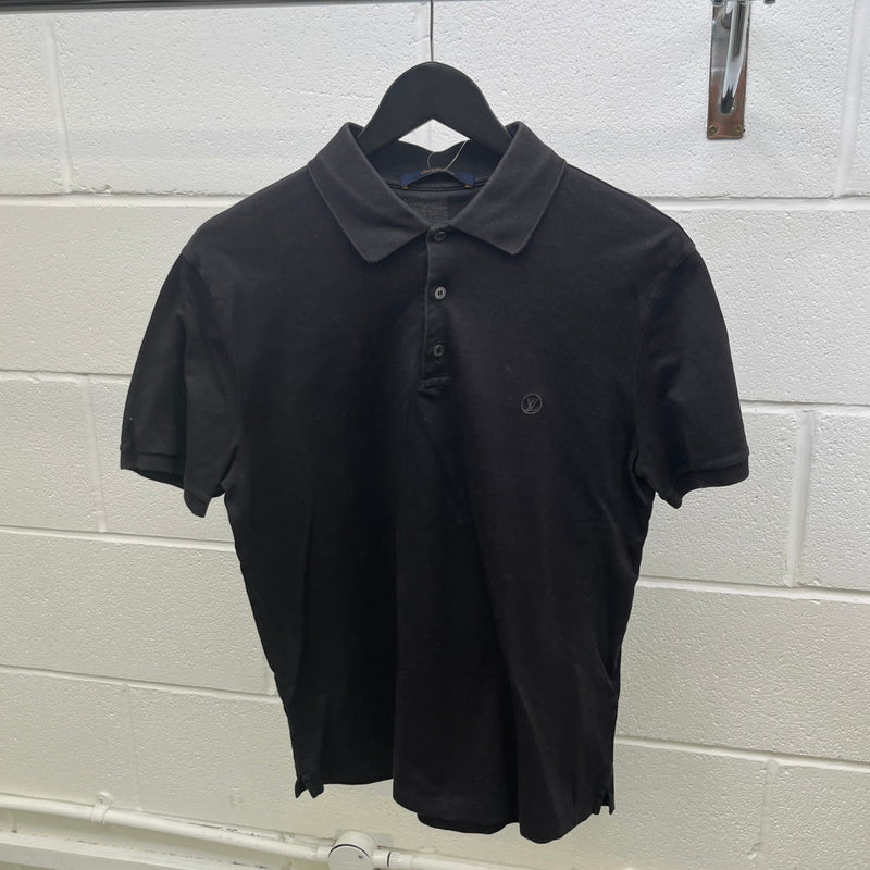 Men's Embroidered Logo Polo Shirt Black Size M