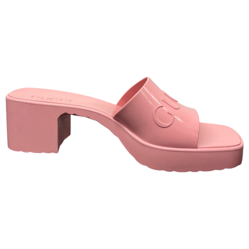 Women's Rubber Logo Heels Pink Size UK 4 / EU 37