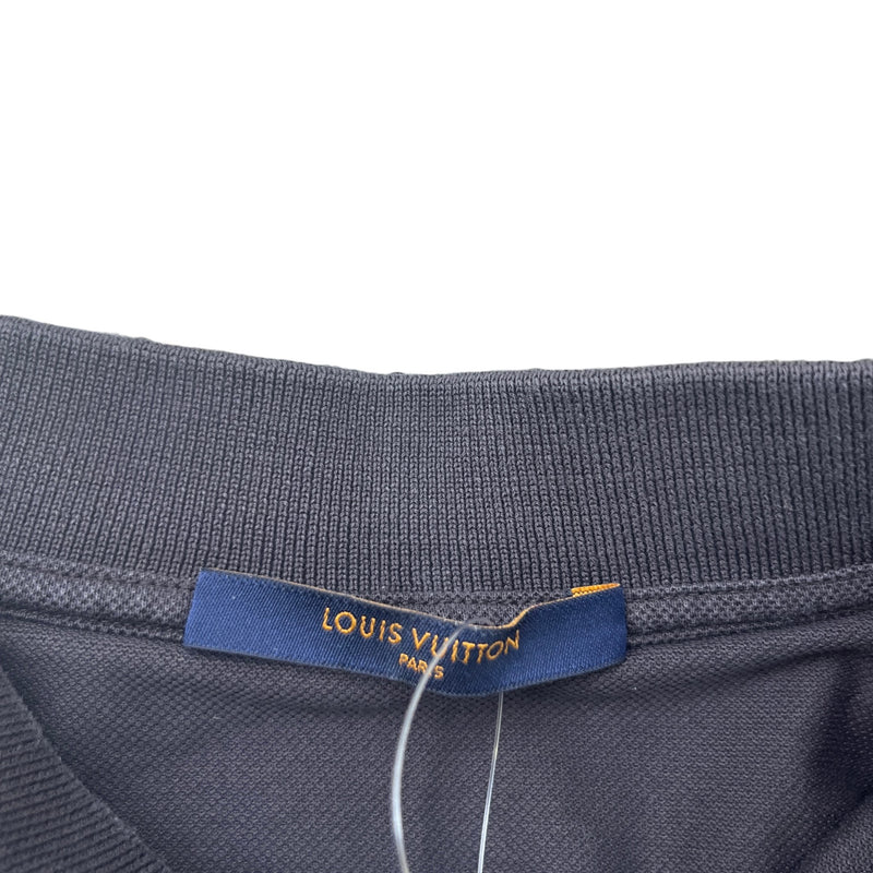 Men's Embroidered Logo Polo Shirt Black Size M