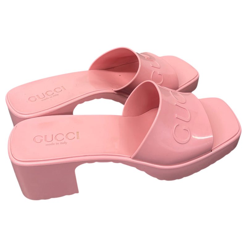 Women's Rubber Logo Heels Pink Size UK 4 / EU 37
