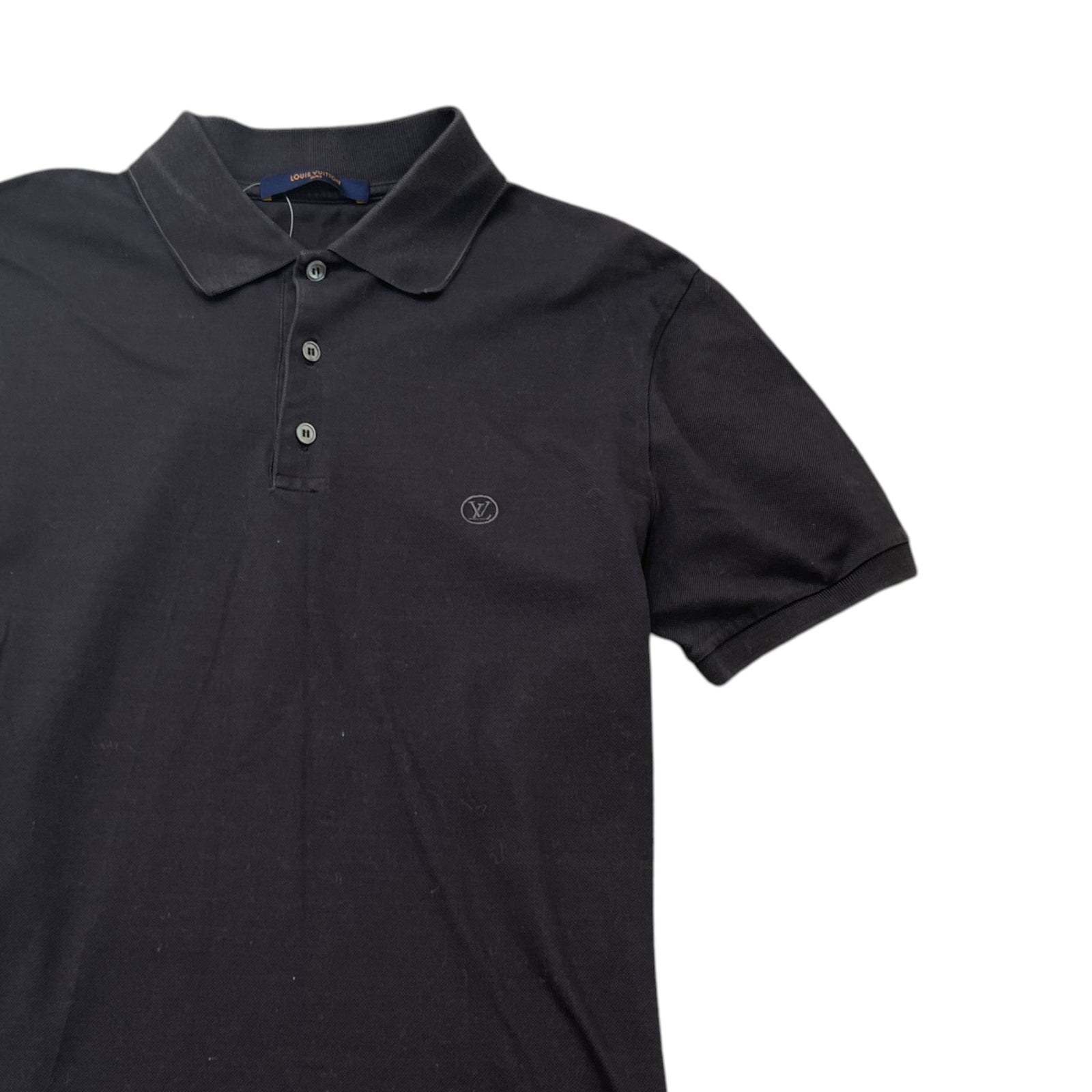 Men's Embroidered Logo Polo Shirt Black Size M - Photo 3