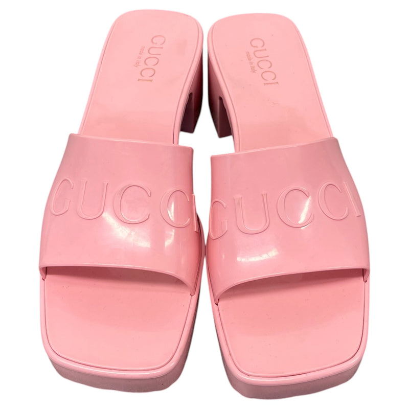 Women's Rubber Logo Heels Pink Size UK 4 / EU 37