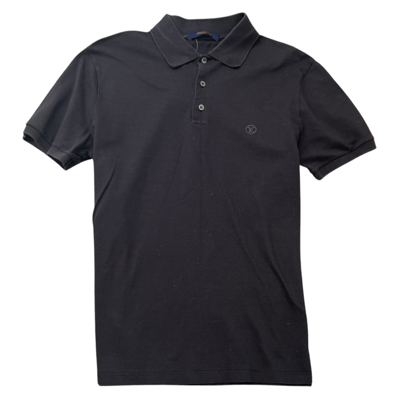 Men's Embroidered Logo Polo Shirt Black Size M