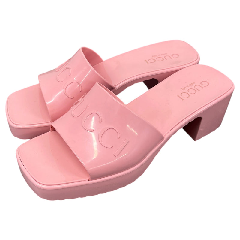Women's Rubber Logo Heels Pink Size UK 4 / EU 37