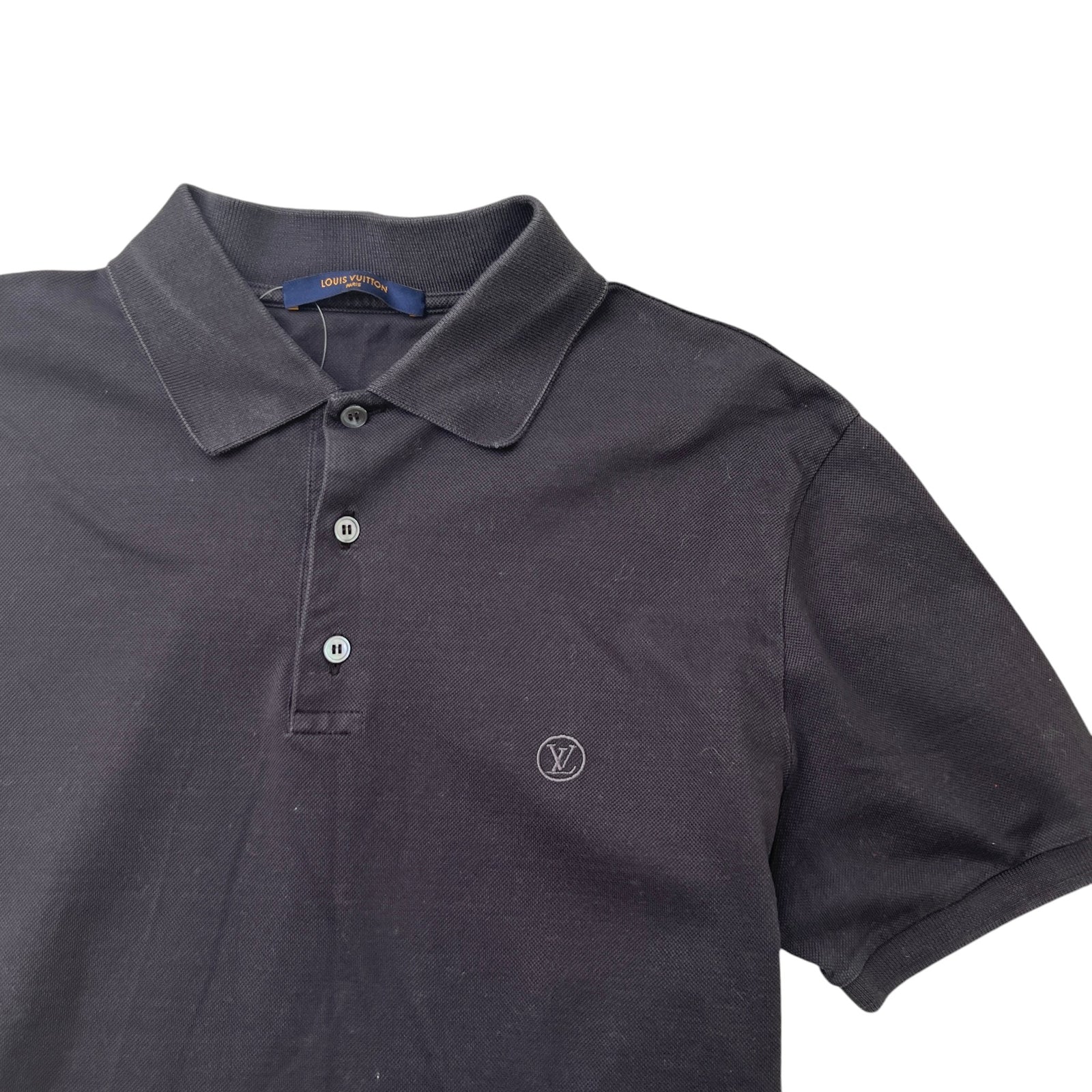 Men's Embroidered Logo Polo Shirt Black Size M - Photo 5