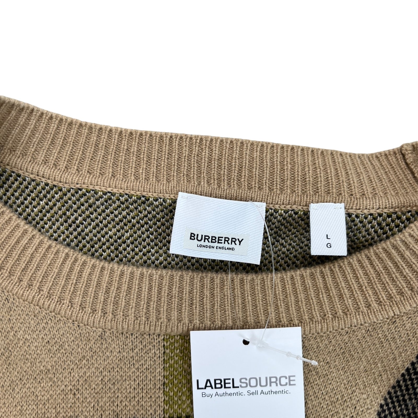 Men's Checkered Cashmere Jumper Beige Size L - Photo 6