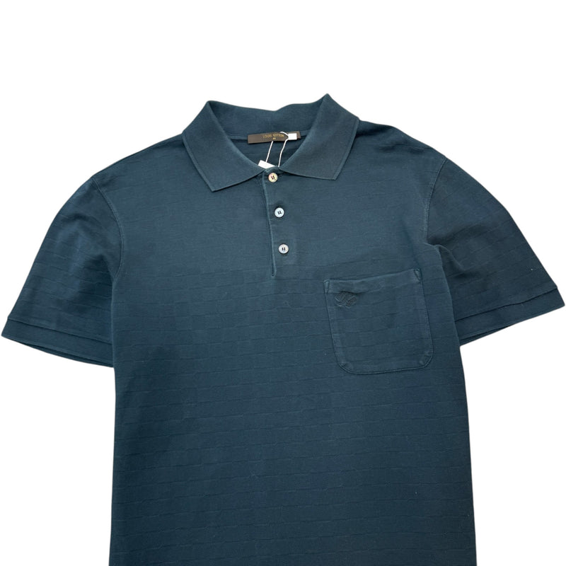 Men's Full Damier Polo Shirt Navy Size M