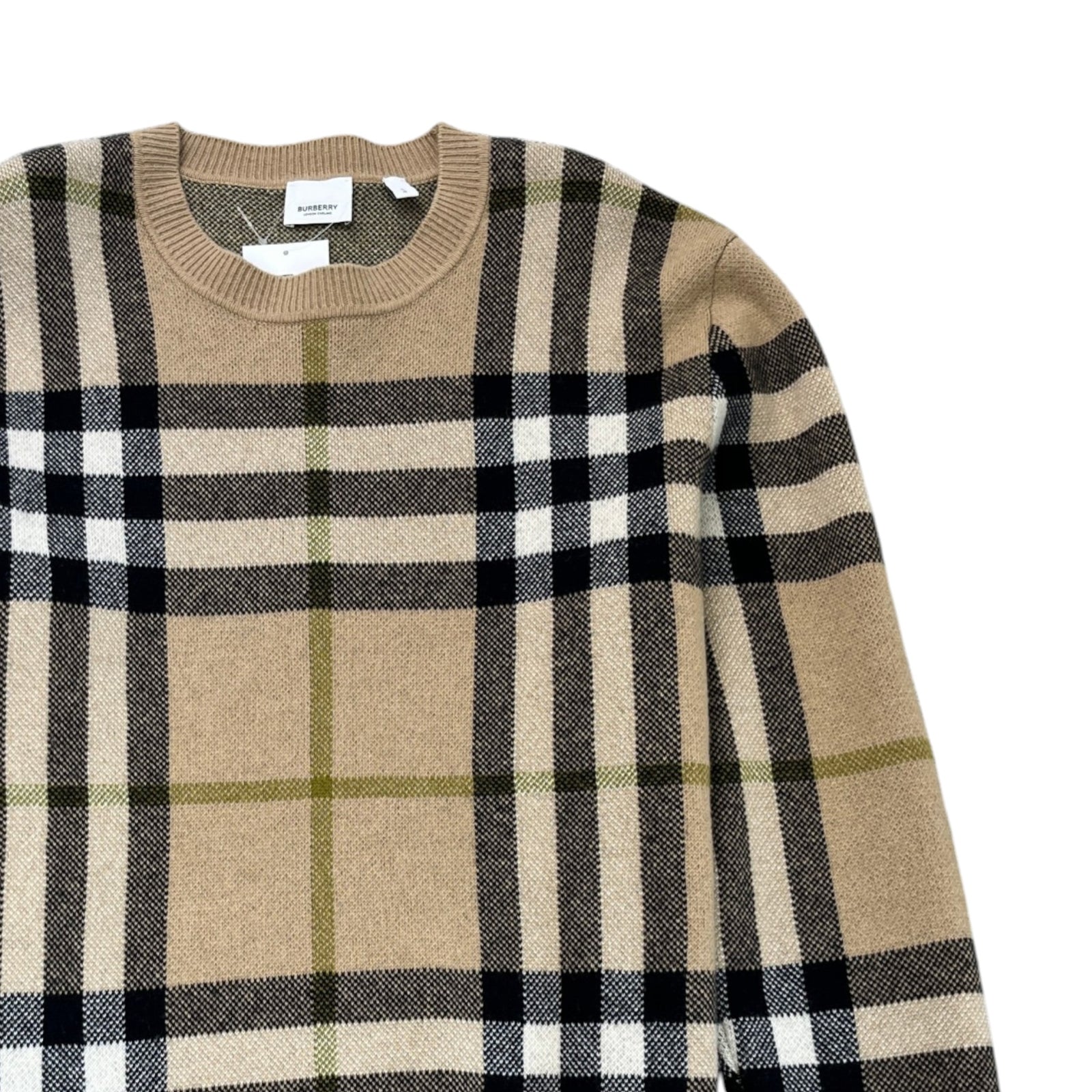 Men's Checkered Cashmere Jumper Beige Size L - Photo 3