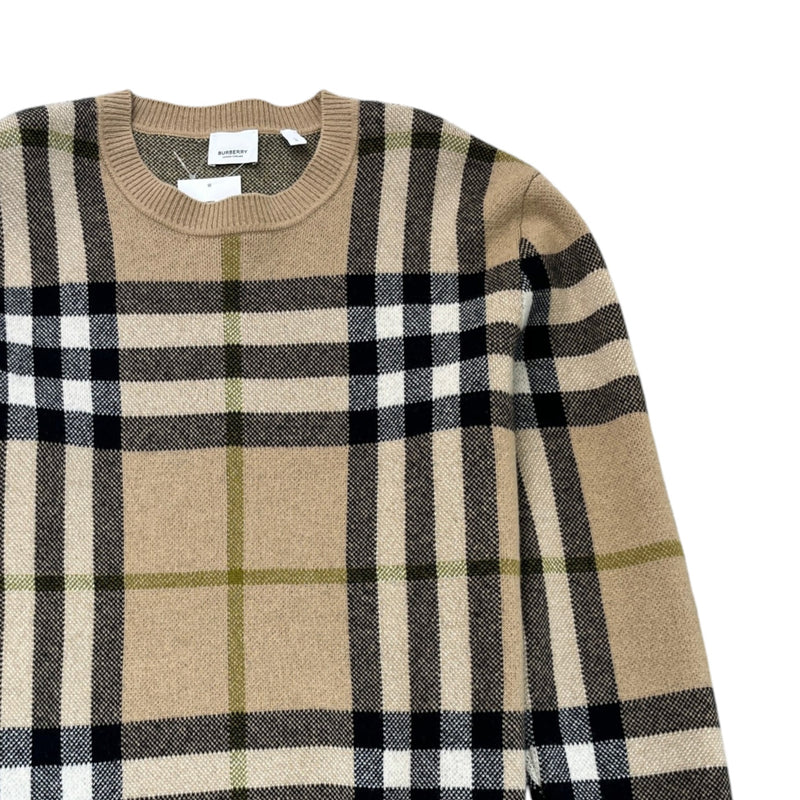 Men's Checkered Cashmere Jumper Beige Size L